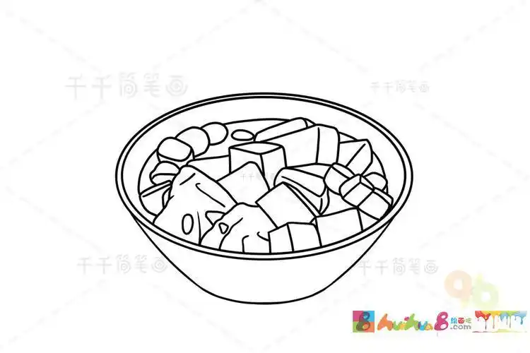 福建闽南美食 四果汤简笔画