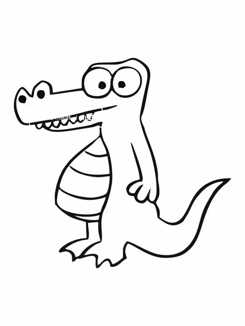 鳄鱼简笔画,直接打印涂色素材 鳄鱼是一种变温动物,卵生动物.