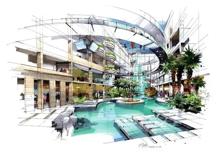 名家手绘效果图100例69商业景观设计