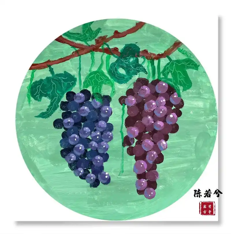 热门 二三年级同类色练习#丙烯葡萄#同类色 #小学生画画  - 抖音