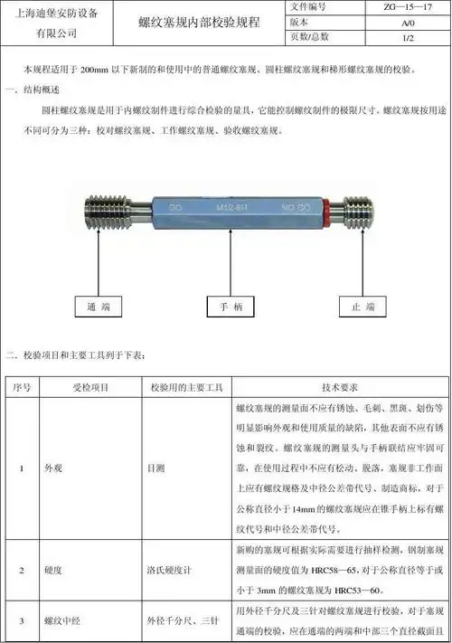 螺纹塞规内校规程
