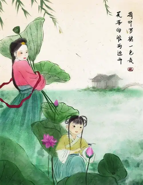 采莲曲|插画|创作习作|berylzhou - 原创作品 - 站酷 (zcool)