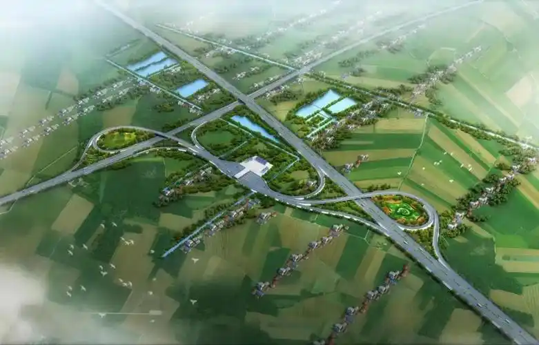 采用a型单喇叭互通,预留远期双喇叭互通方案实施条件,匝道设计速度