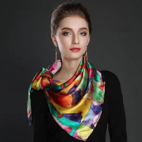 真丝丝巾女大方巾高档中老年桑蚕蚕丝妈妈围巾围巾