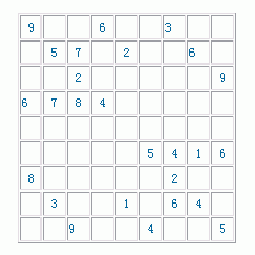 游戏规则:在剩下的格子里填上1到9,使每个数字在每行,每列,每个九宫格
