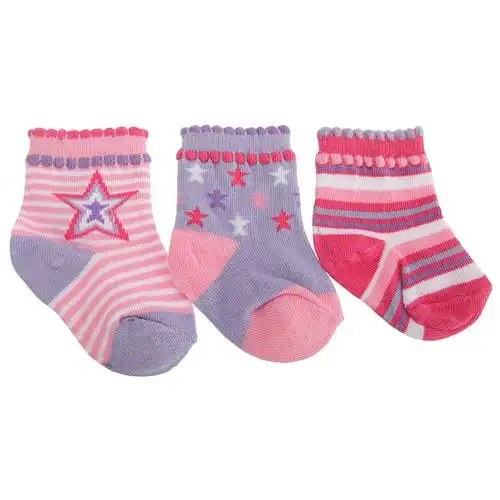 baby girls cotton rich patterned socks (pack of 3)