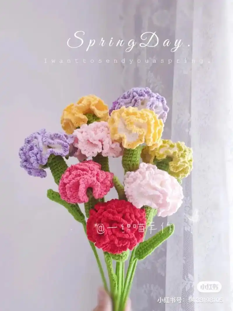 非常规版康乃馨钩针图解.没有玫瑰雍容华丽 没有腊梅孤傲清高  - 抖音