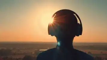 美女听音乐人物剪影人物背影视频素材