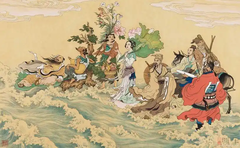 八仙过海邮票底稿