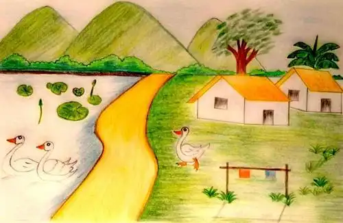 乡村美丽季之美丽我家简笔画