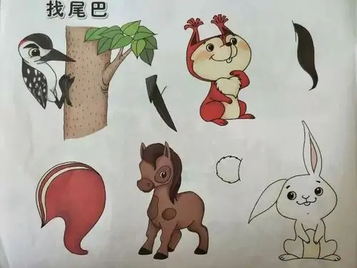 8.请小朋友和家长一起来玩找尾巴的游戏吧.