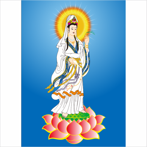 观世音菩萨图送子观音海报贴画客厅中堂佛像画像寺庙家用供奉壁画