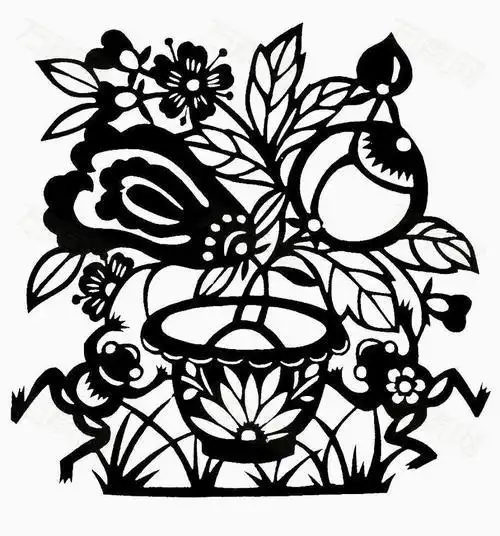 中国风花卉传统文化镂空剪纸素材