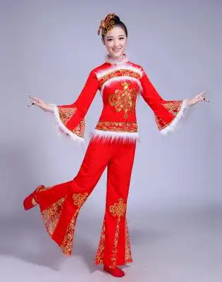 开门红秧歌服秋冬2021新款套装成人女腰鼓演出服中老年广场舞蹈服