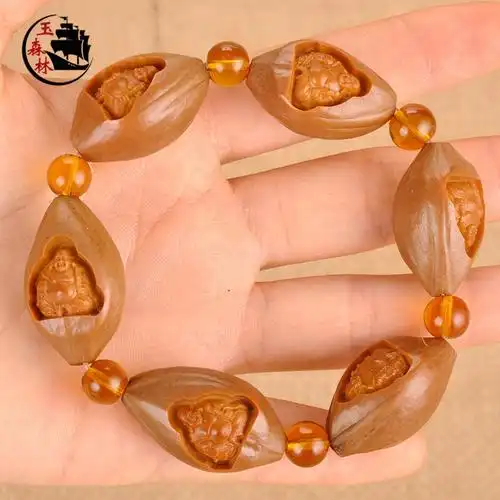 玉森林 橄榄核手串 弥勒佛手串橄榄胡小弥勒手链核雕手串