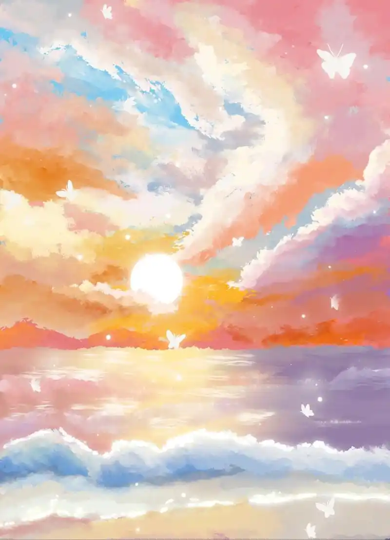 ipad绘画|粉色天空临摹:🍠meat wallpape