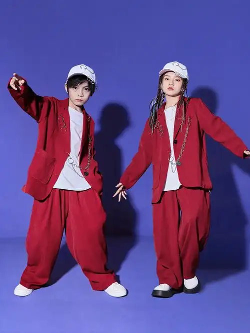 儿童街舞潮服西装套装嘻哈装男女童少儿hiphop爵士舞元旦演出服装