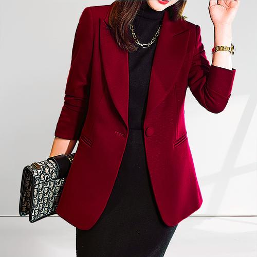 2024新年衣服今年流行酒红色西装外套女炸街高级感小个子职业西服