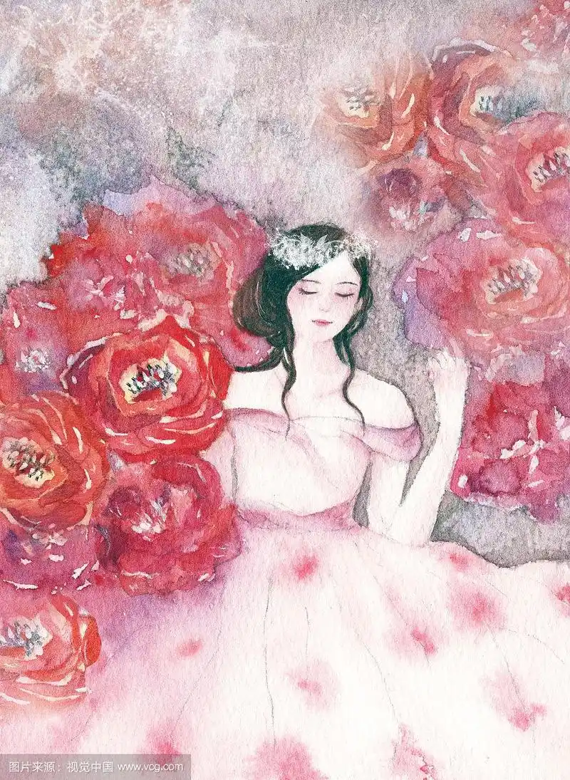 水彩玫瑰花仙子