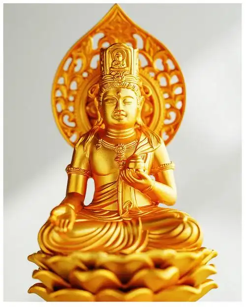 虚空藏菩萨摆件 虚空藏菩萨 智慧财富生肖牛虎本命守护佛还愿 镀金
