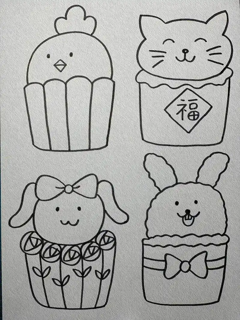 纸杯蛋糕#一起学画画 #零基础学画画 #简笔画 - 抖音