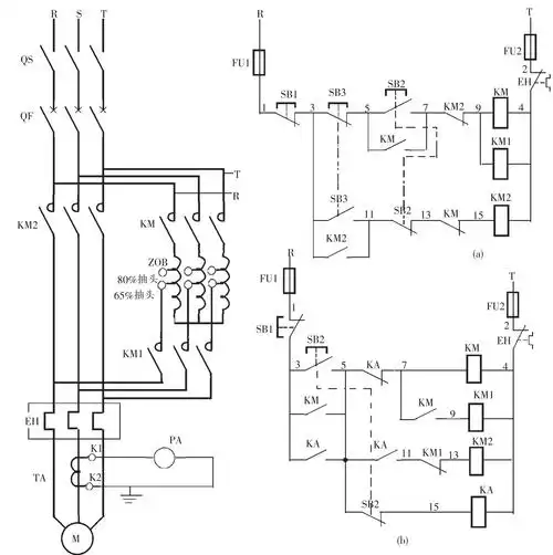 手动操作的自耦降压启动控制电路