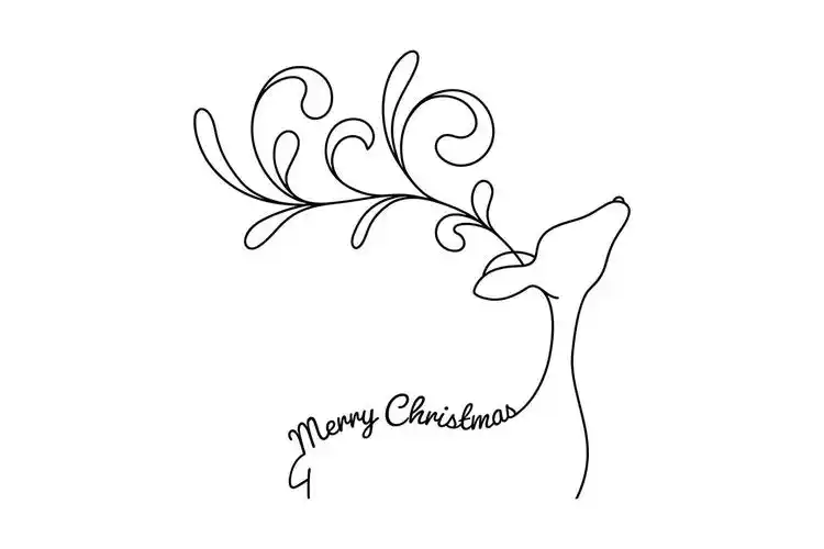 驯鹿线条手绘艺术矢量插画素材精选reindeerwithgreetings–lineart