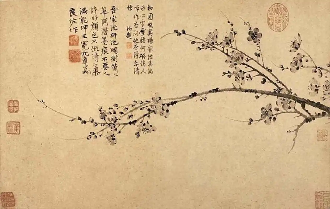 《墨梅图》 元代王冕  王冕画梅不画花, 墨色浓淡自有涯.