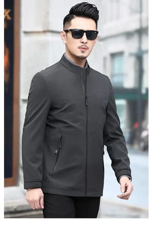 夹克男2020春装新款夹克外套男修身休闲帅气中年男士短款立领夹克男装