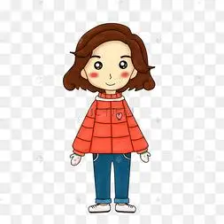 短发小女孩棉袄冬季卡通形象手绘