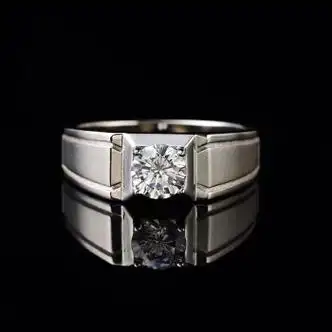 钻后d色莫桑石钻戒男pt950铂金男戒简约大气高端气质520七夕情人节d色