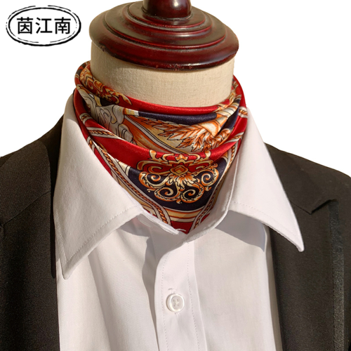 商务男士真丝丝巾小方巾春夏西装领巾英伦桑蚕丝围巾百搭韩版潮男