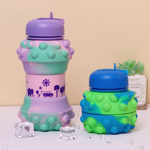 跨境新品灭鼠先锋 减压益智泡泡硅胶水杯 按按乐互动玩具折叠水壶