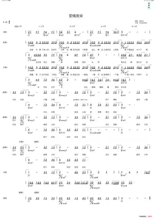 周杰伦演唱_周杰伦/周杰伦词曲_吉他谱_钢琴谱