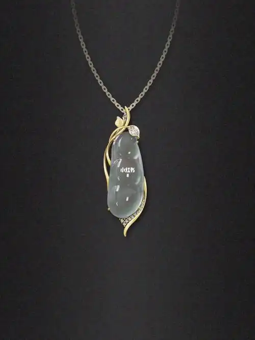 珠宝首饰设计翡翠四季豆吊坠镶嵌款式