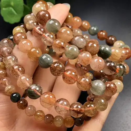 天然彩发晶水晶单圈手链 品质好体干净发多 天然水晶手串diy饰品