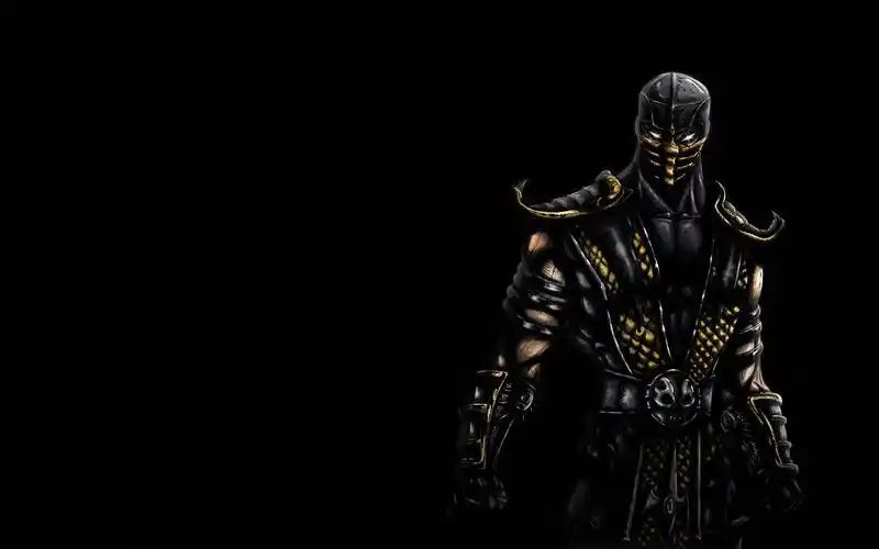 黑暗的背景下,忍者,蝎子,天蝎座,忍者,真人快打