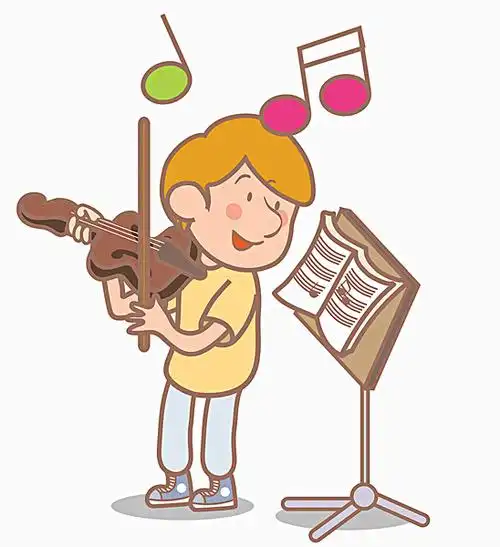 插画,男孩,演奏,小提琴