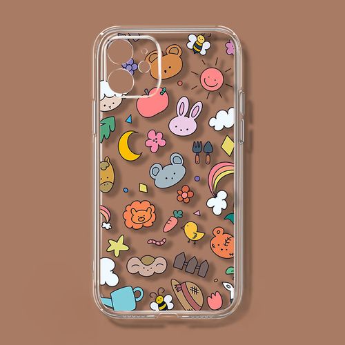 卡通小图标适用苹果13华为小米oppo荣耀vivo畅享一加透明手机壳软