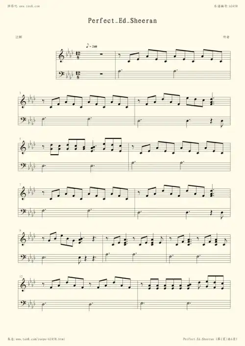 《perfect - 伴奏,钢琴谱》黄老板(五线谱 钢琴曲 指法)-弹吧|蛐蛐