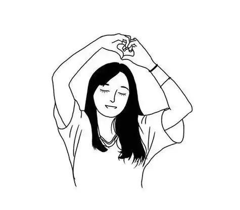 ins黑白线条简笔画头像手绘q版卡通红情侣男女纹身刺青手稿设计老头