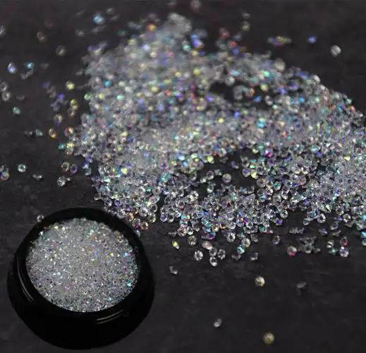 美甲饰品美甲微钻双尖裸钻矿金矿灰银色尖底玻璃水钻diy指甲饰品