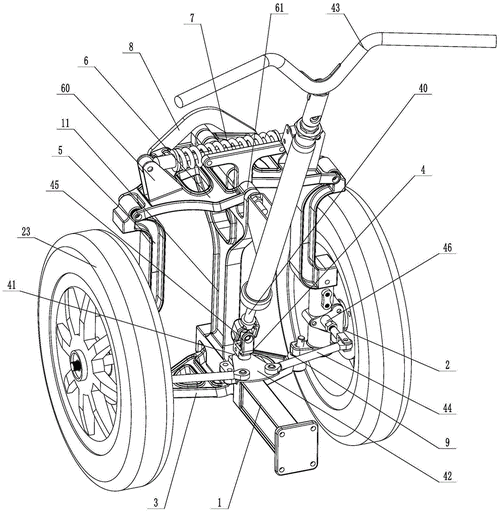 传统倒三轮代步车,其使用单摇臂加减震支撑车架结构,在车辆转向时