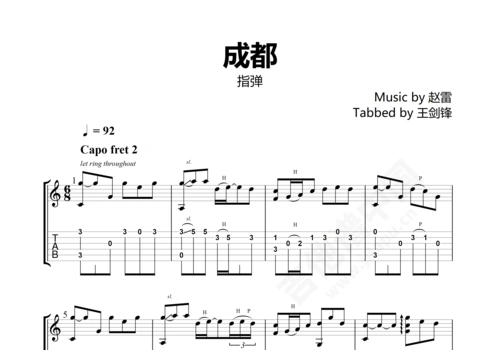 成都吉他谱赵雷d调民谣指弹谱附音频