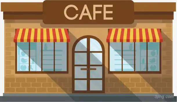 矢量图安静的咖啡店png素材透明免抠图片-卡通手绘