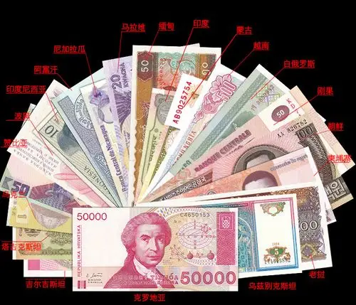 10国10张纸币裸币单套全新非流通10国10张纸币不重复,国家和面值不
