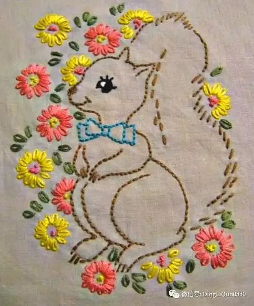 刺绣作品30个简笔画风格的可爱刺绣图案