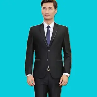 男装新款工作服修身西服套装工装制服男士商务职业正装两粒扣西装