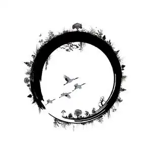 墨圈飞鹤水墨边框