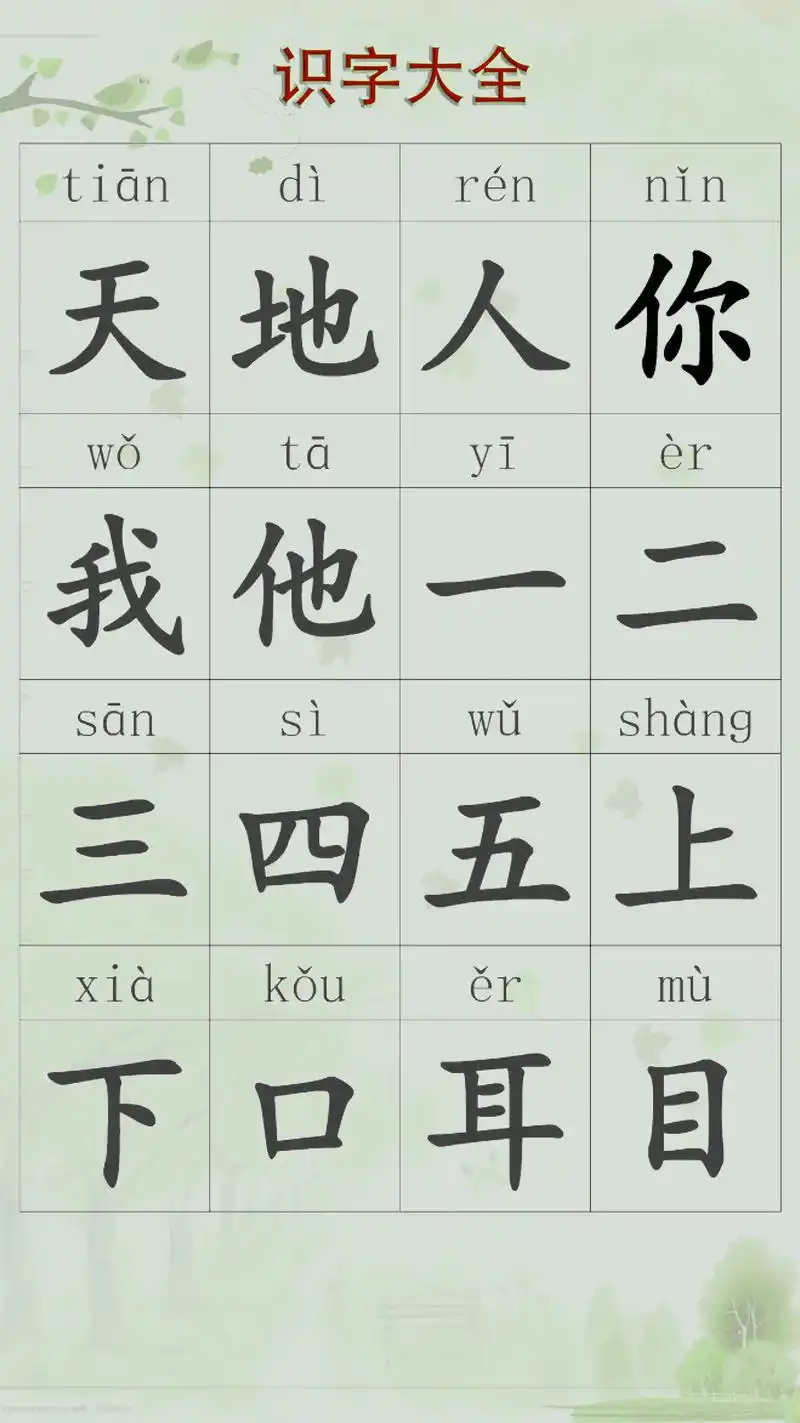 宝宝语言启蒙幼儿园必认汉字(起步篇) .